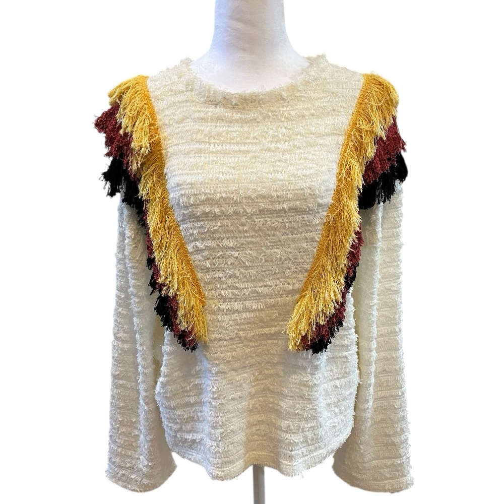 Zara Cream Fringe Detail Top